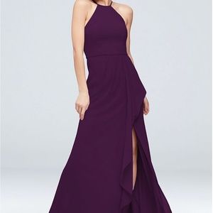 High-Neck Chiffon Bridesmaid Dress with Cascade